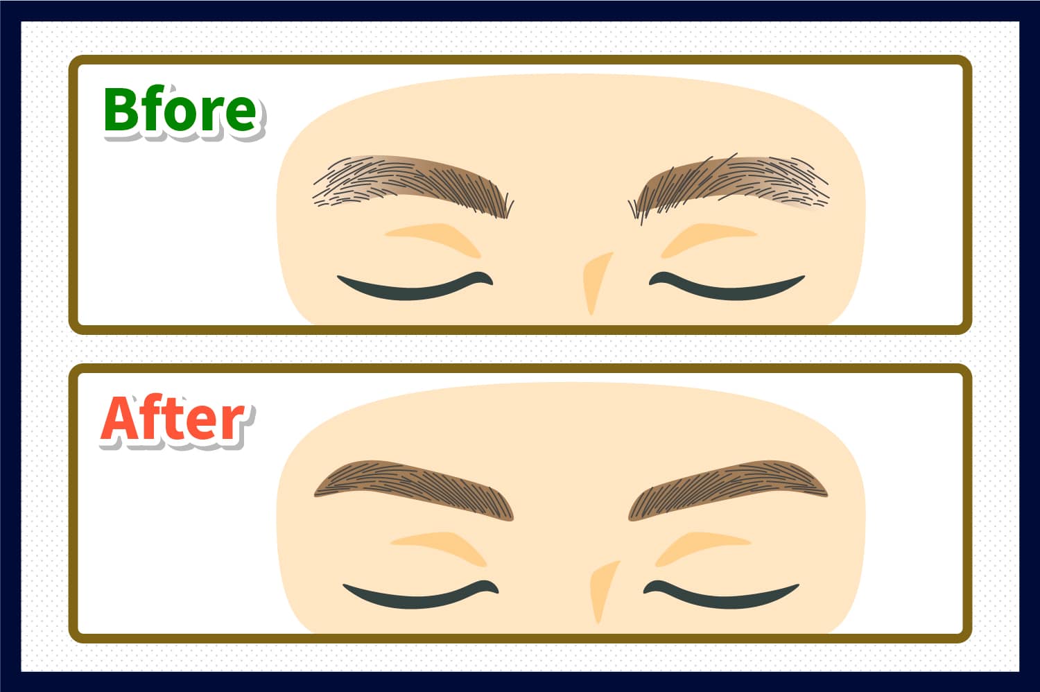 眉毛の左右の形が不揃いの方