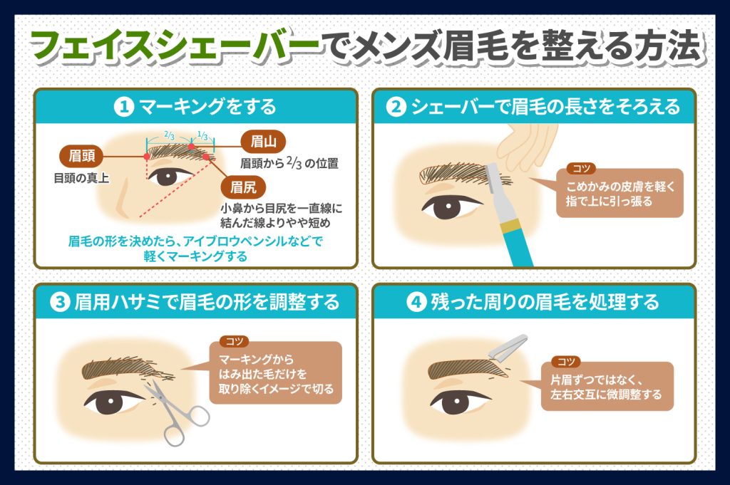 メンズ眉毛をシェーバーやバリカンで整えるときのコツ