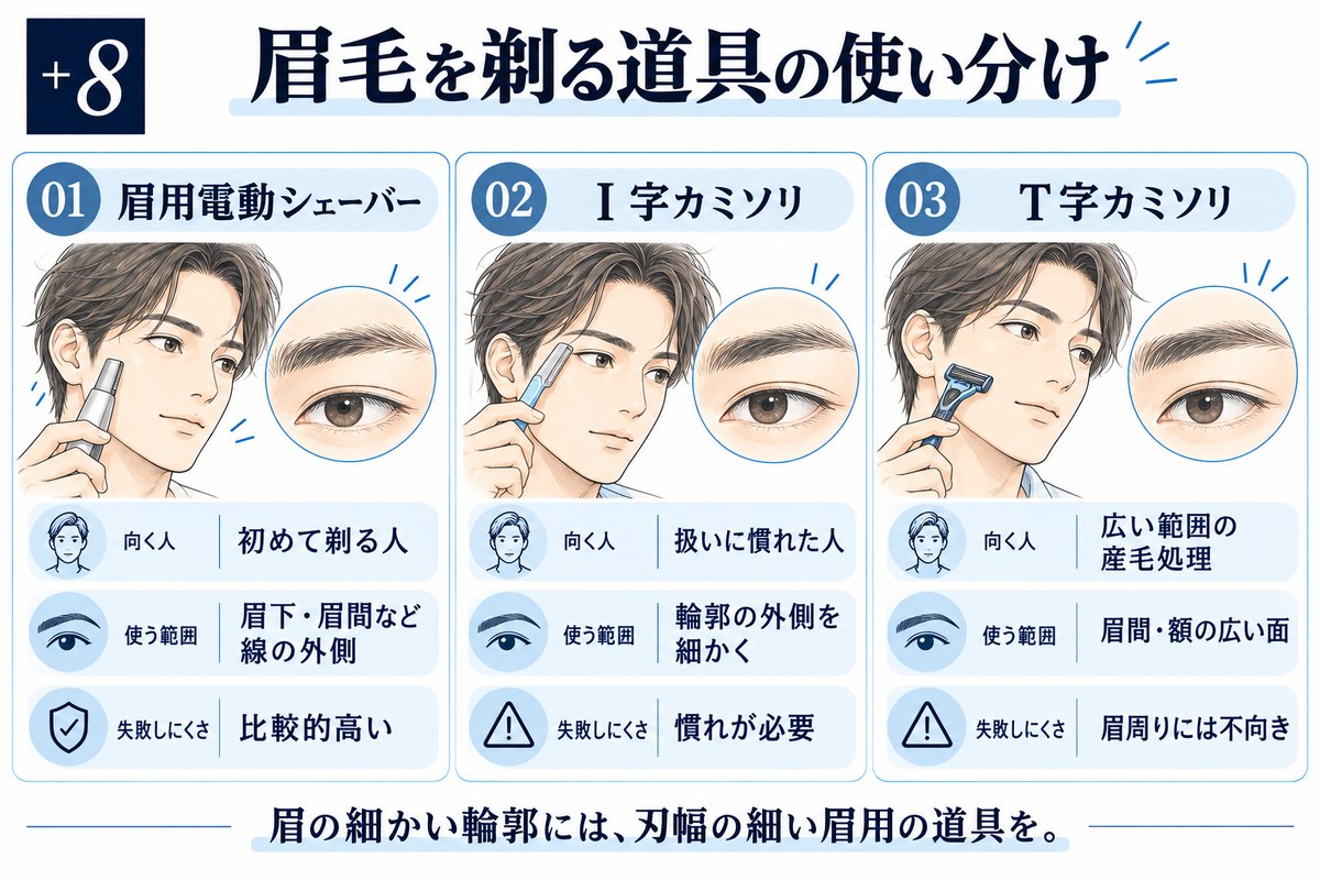 眉毛を剃る道具の使い分け